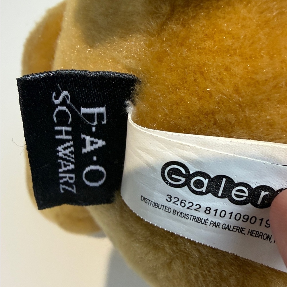 FAO Schwarz Tan Teddy Bear with Black Hat and Red Ribbon - Picture 5 of 5